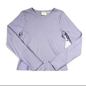 Anthropologie Maeve Top Purple Women Long Sleeve Ribbed Comfy Stretch Sz XL NWT